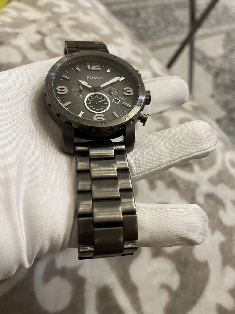 Fossil Nate Chronograph Smoke Quartz JR1437 Stainless Steel Watch